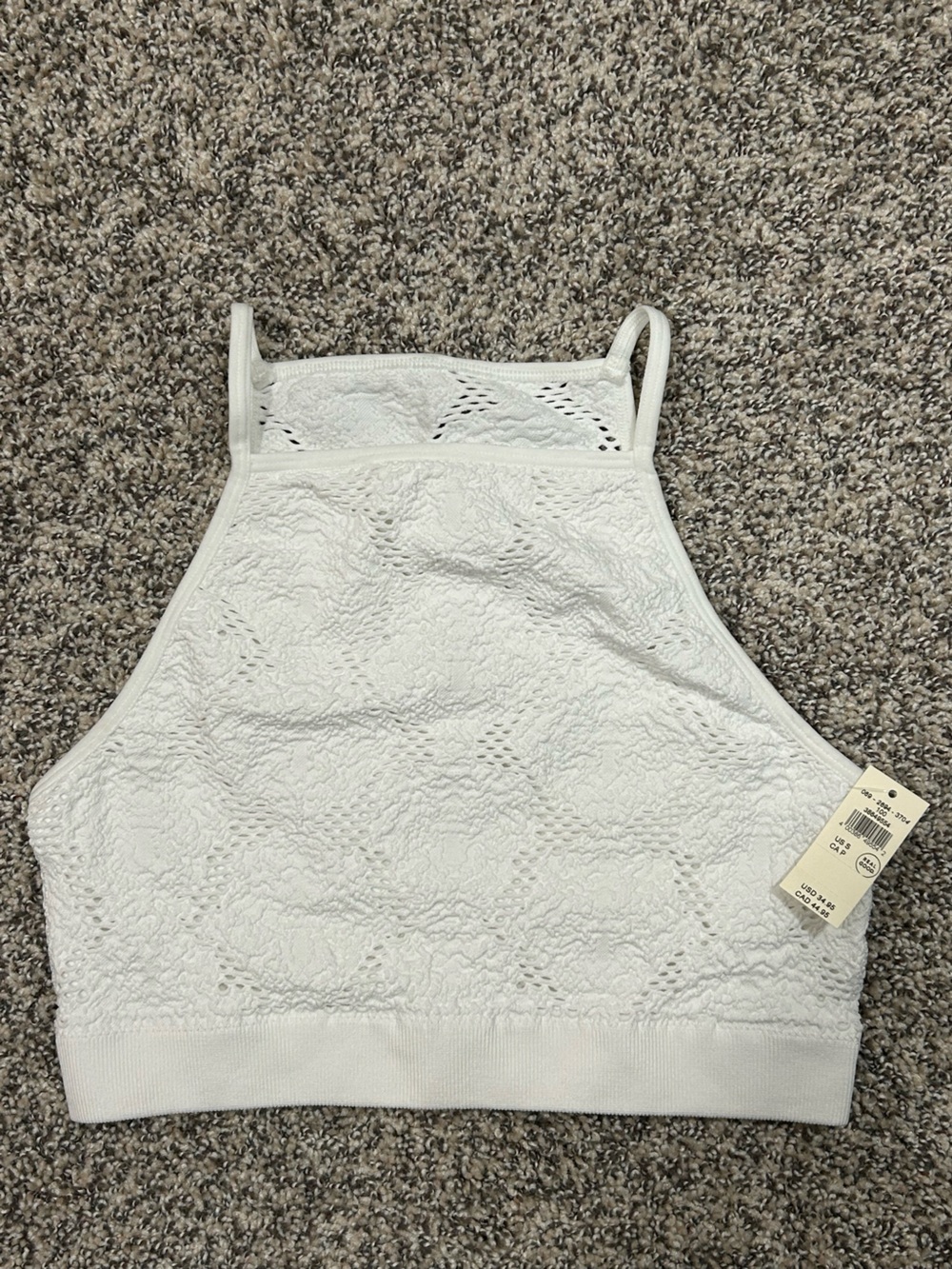 aerie White Lace Halter-Style Crochet Crop Top Size S